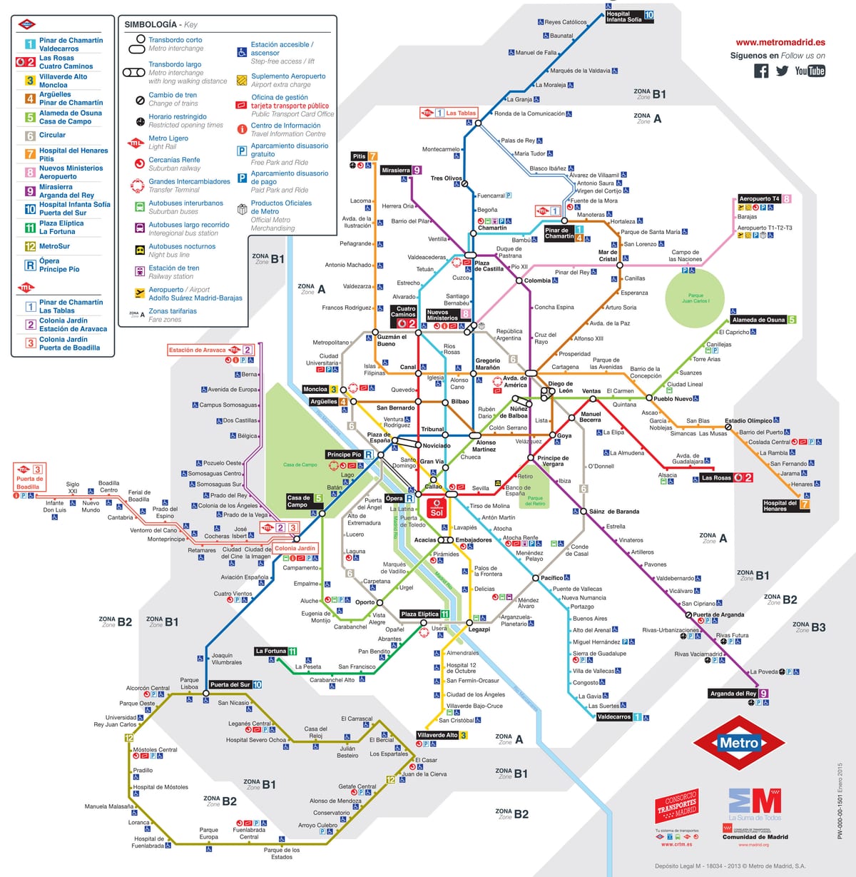 Plano de la red de metro de Madrid