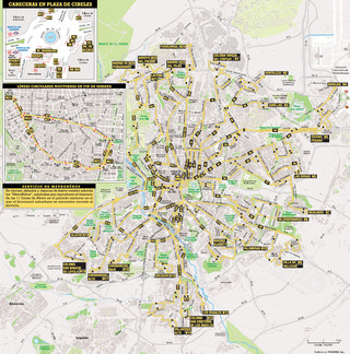 Plano de la red de autobus nocturno Búhos de Madrid